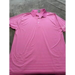 Fennec Pink Striped Golf Polo Shirt Silo Ridge Logo Mens Size‎ L